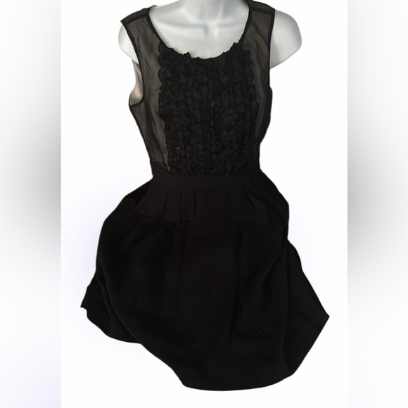 Max and Cleo Elegant Black ruffle sheer Sleeveless Dress Sz M - Picture 12 of 12
